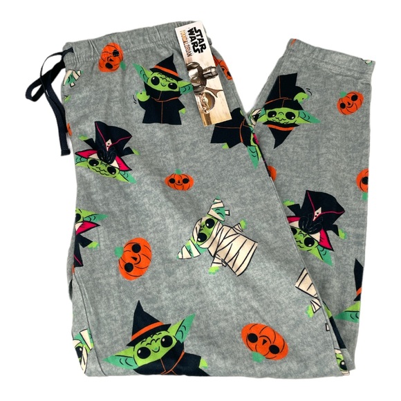 Star Wars The Mandalorian Baby Yoda Halloween Pajama Bottoms Gray Size Medium - Picture 7 of 7